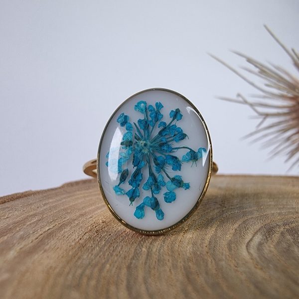 Pierścionek regulowany NIEBIESKIE KWIATY w Epoxy nr ZP/ 6/Z