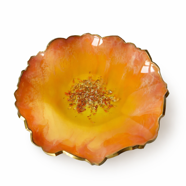 TALERZ DEKORACYJNY z EPOXY o nieregularnych kształtach ŻÓŁTY - nr TZ/7