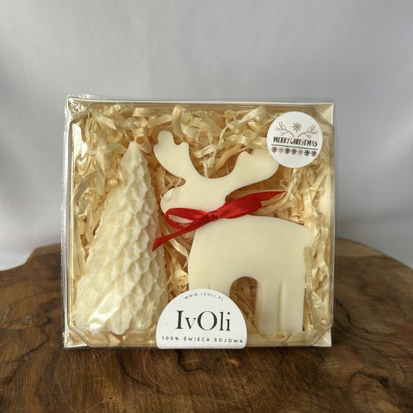 ŚWIECE - ZESTAW - CHOINKA z RENIFEREM