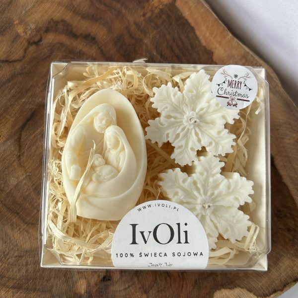 ŚWIECE SOJOWE - ZESTAW - RODZINA z ŚNIEŻYNKAMI