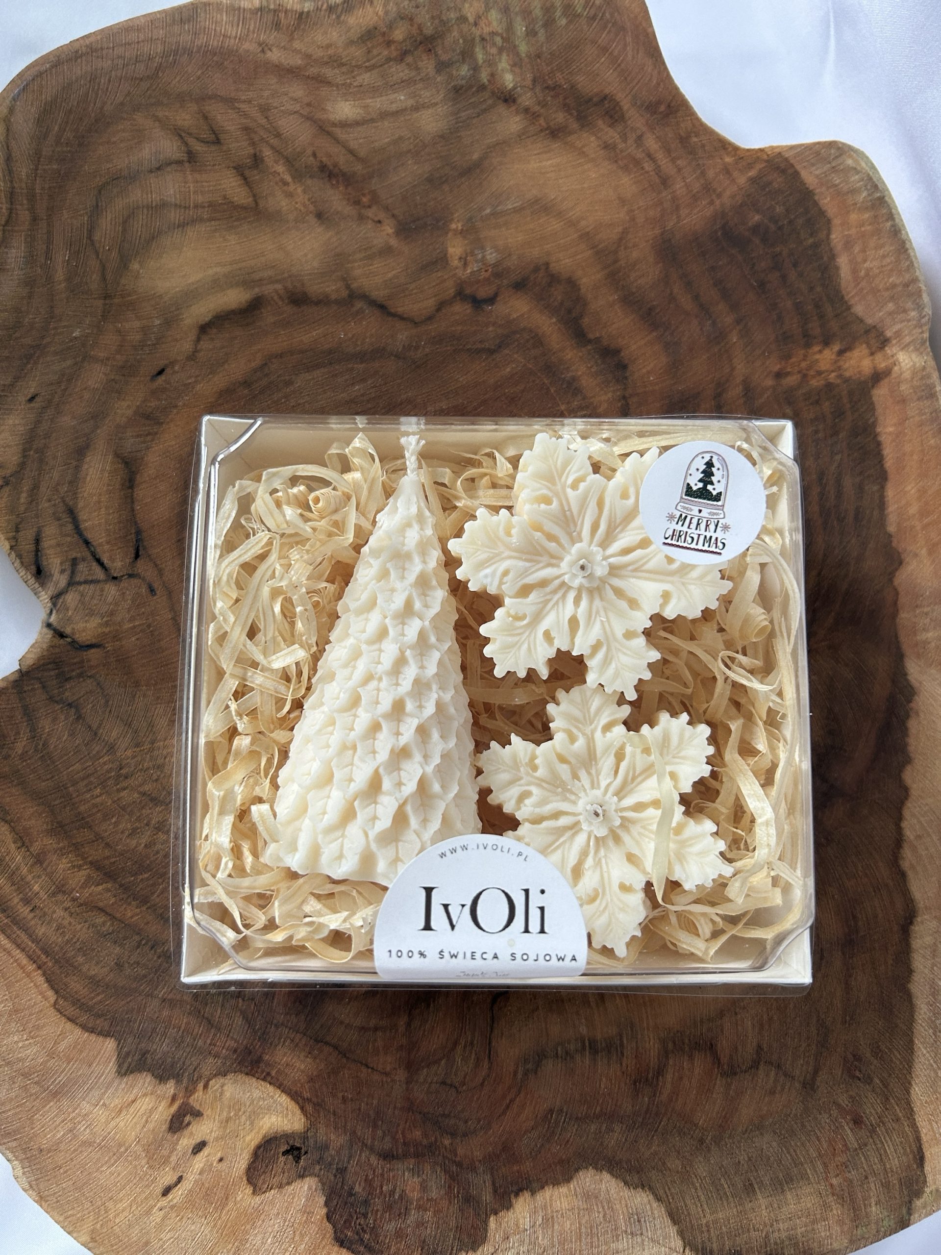 ŚWIECE - ZESTAW - CHOINKA z 2 ŚNIŻYNKAMI