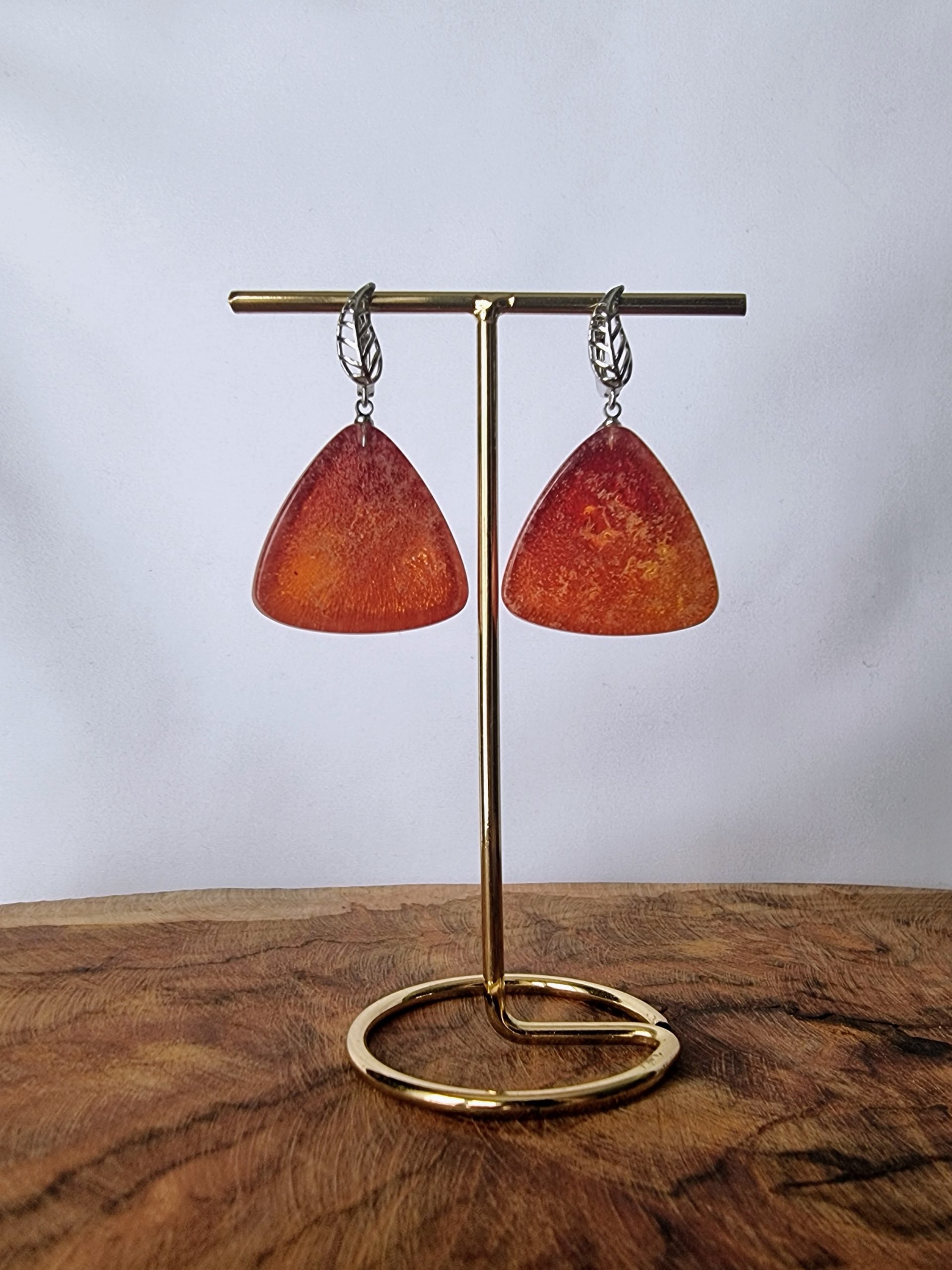 KOLCZYKI z Epoxy -Ogniste trójkąty - KZ/2 - obrazek 2