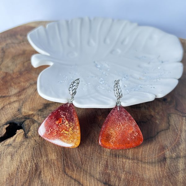 KOLCZYKI z Epoxy -Ogniste trójkąty - KZ/2