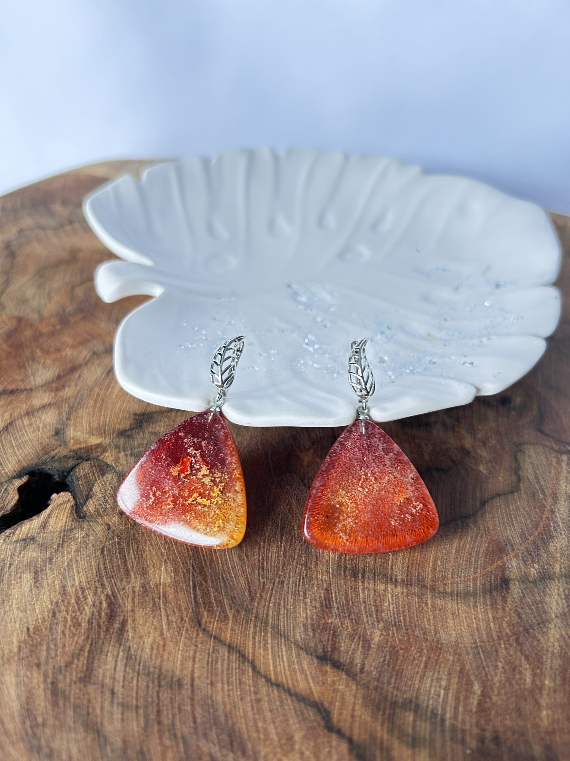 KOLCZYKI z Epoxy -Ogniste trójkąty - KZ/2